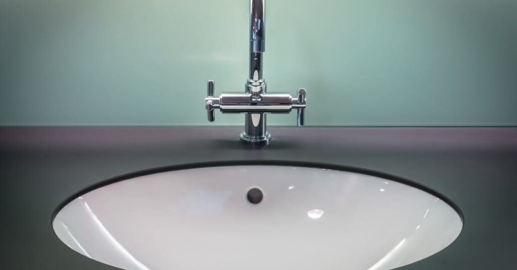 Black and White Vanity Top With Stainless Steel Faucet